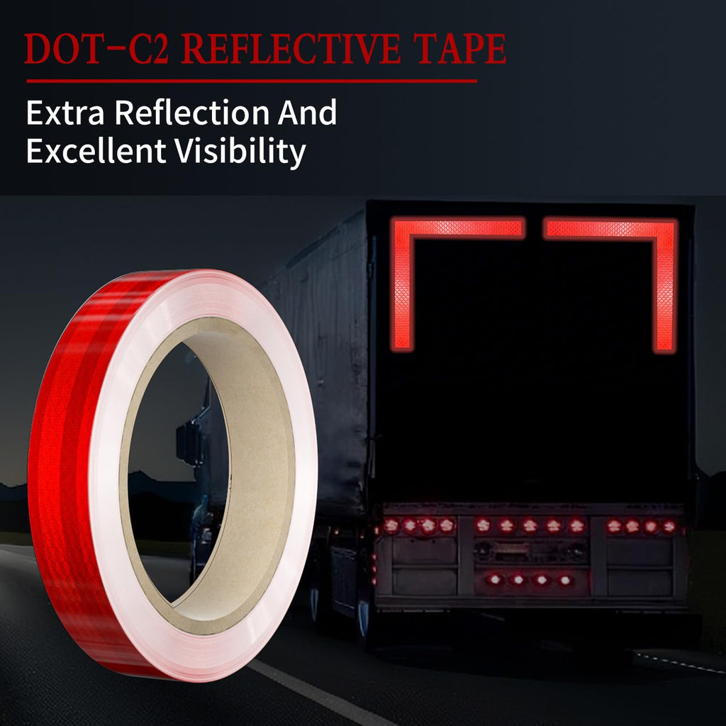 Reflective Tape, 1 Inch x 30 Feet - High Intensity - Red Reflective Safety Tape Waterproof Conspicuity for Trailer
