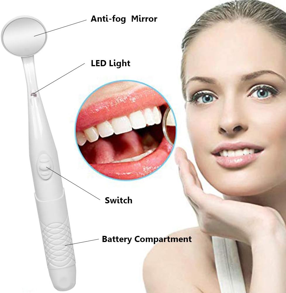 Dental Mirror with Light,Teeth Inspection LED Anti-Fog Mouth Mirror,Dentist Oral Care Tool