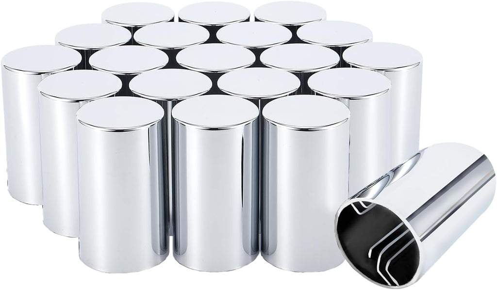 33mm x 3 1/2" Lug Nut Cover ABS Chrome Plastic Cylinder Nut Cover, Push-On fit Hub Piloted Wheels, Complete Axle
