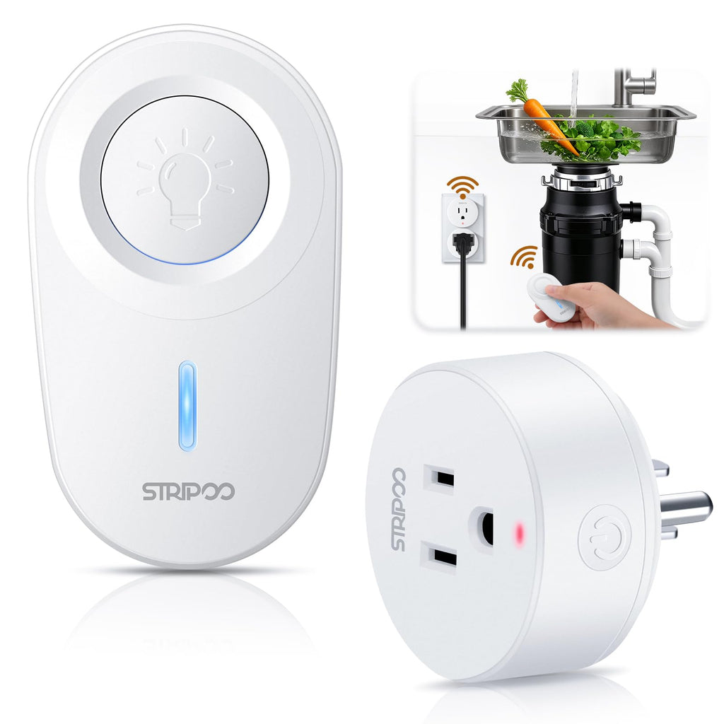 Garbage Disposal Wireless Switch Kit，Remote Control Outlet, Smart Outlet Plug, Wireless Remote Control Outlet, 500ft RF Range, 15A/1500W, Remote Control Light Switch, Compact Design