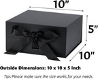 Black Gift Box,10x10x5 Inches Gift Boxes with Lids for Presents with Magnetic Closure and Ribbon for