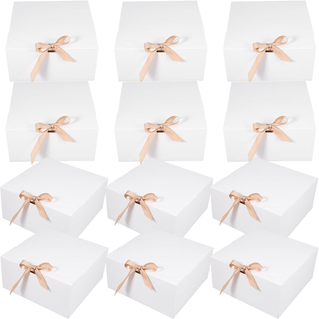 12pcs White Kraft Paper Clamshell Gift Box with Closure Lid