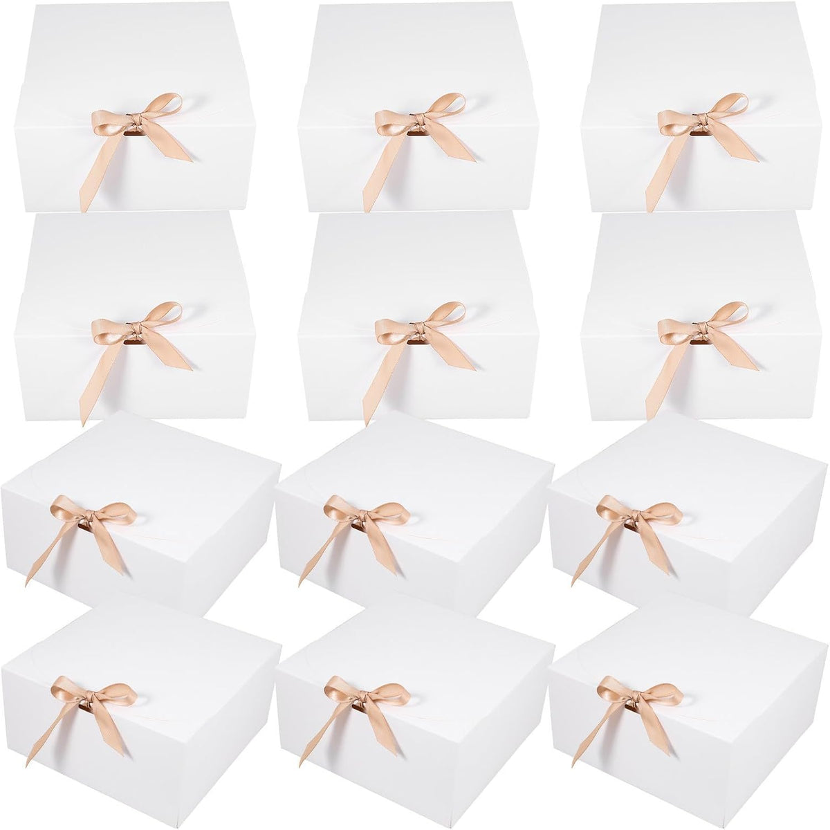 12pcs White Kraft Paper Clamshell Gift Box with Closure Lid
