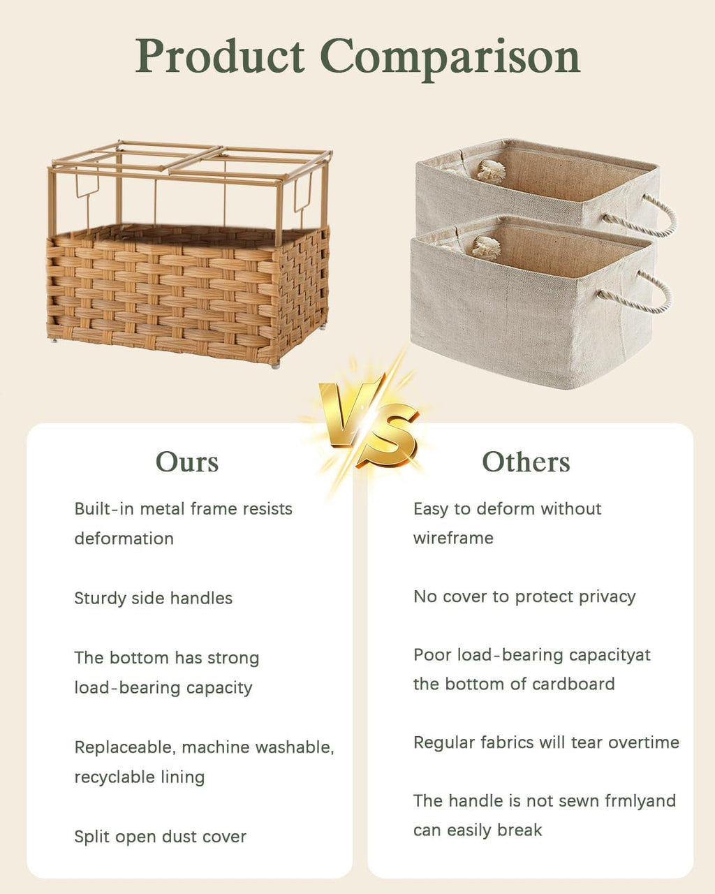 Storage Basket with Lid Woven Wicker Baskets with 2 Separate Lid, 9.2 Gallon (35 L) Wicker Storage Bins with Handles