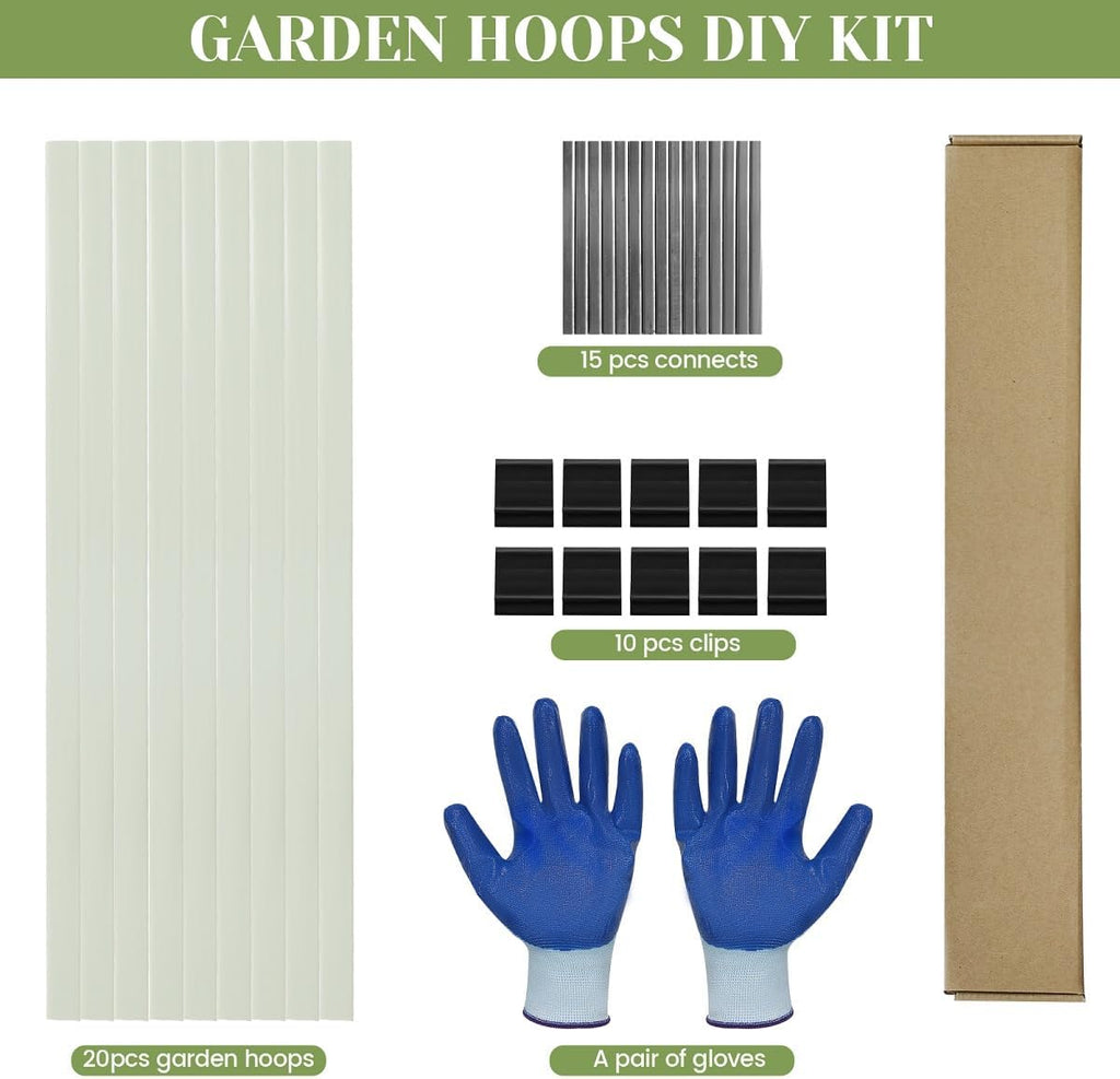 Greenhouse Hoops 20pcs, Garden Hoops for 1-3.5ft Wide Raised Bed, 5 Sets of 5.6ft Long Super Bendable Fiberglass
