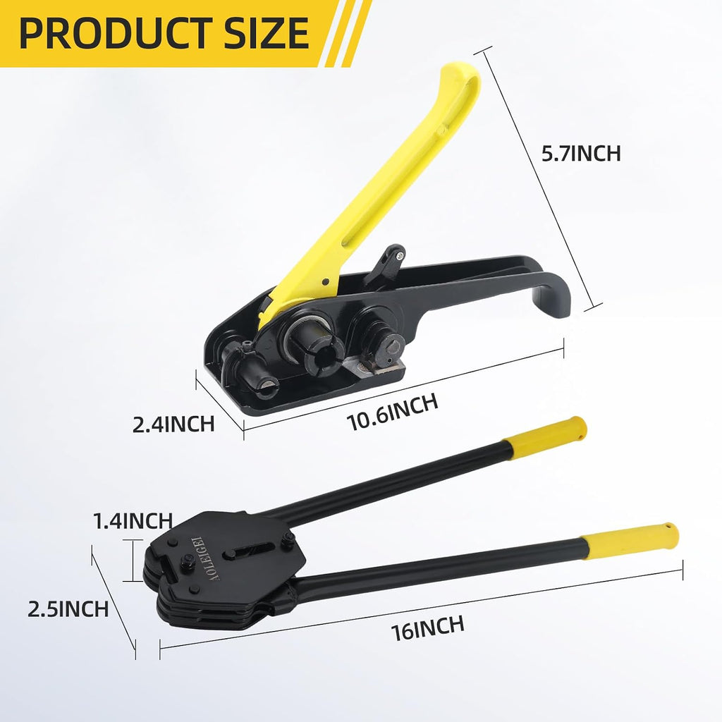 Banding Strapping Kit, 5/8” x 1000’ Heavy Duty Pallet Strapping Kit >1500lbs Tensile Strength, Includes Banding Tool