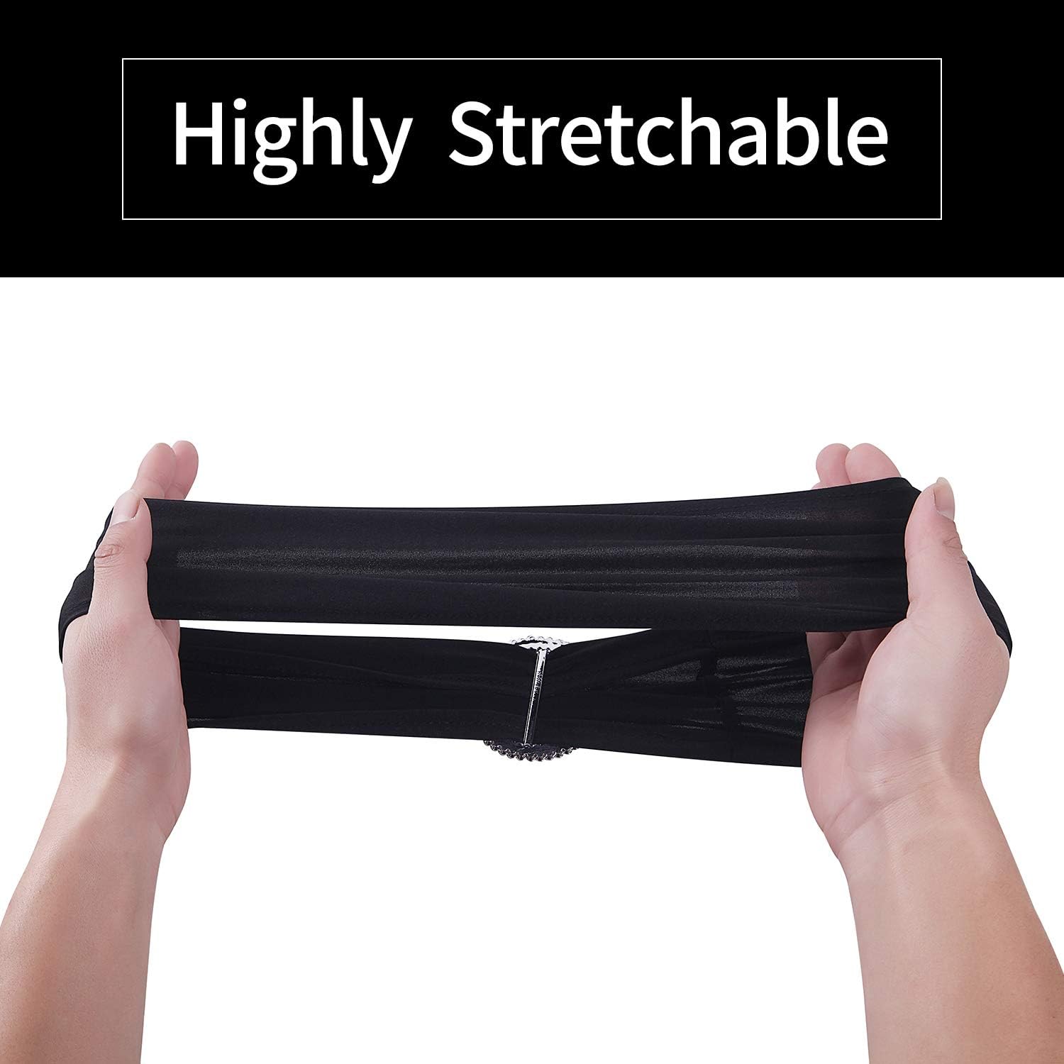 25pcs Black Spandex Chair Sashes with Buckle Slider for Wedding, Party Decoration