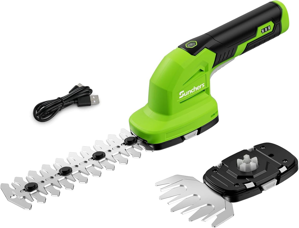 2 in 1 Hedge Trimmer Cordless, 7.2V Electric Grass Cutter Hedge Shears, Handheld Shrub Bush Trimmer, Lightweight