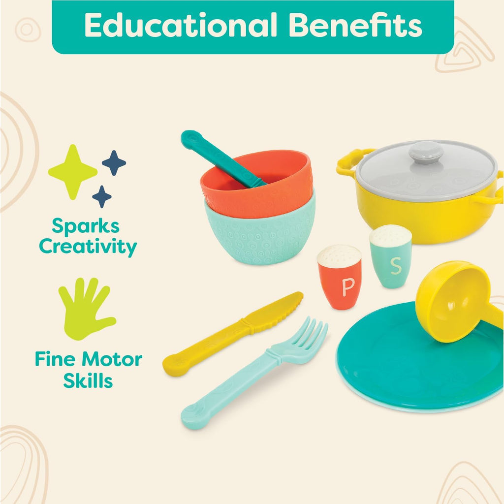 – Play Kitchen Accessories – Cookware, Dishes, Utensils – 33 Pieces Play Set for Kids – Pretend Play Toys – 3+ Years–