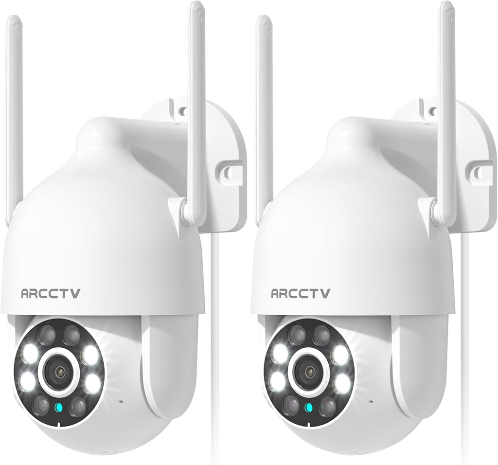 2K Security Cameras Outdoor, 360°Pan-Tilt View 2.4G/5G WiFi Security Camera with Motion Tracking, Spotlight & Siren