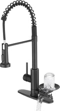 Kitchen Sink Fuacet with Glass Rinser, Single Handle Kitchen Faucet with Pull Down Sparyer, 304 Stainless Steel, Deck