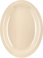 Kingline Oval Platter, Heavy Duty Melamine Dish for Serving, 12" x 9", 12 Count, Tan