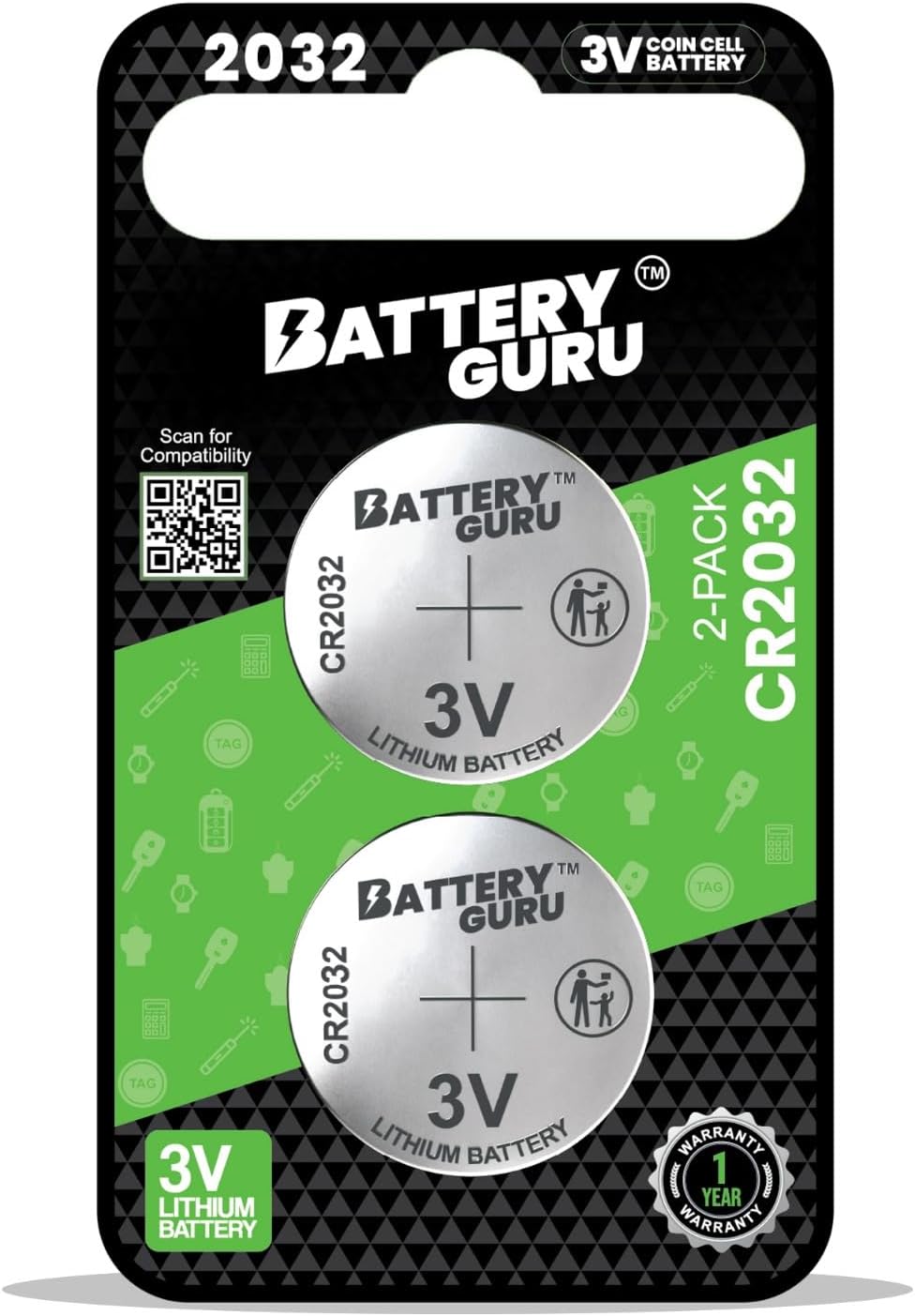CR2032 3V Car Key Battery (Pack of 2)