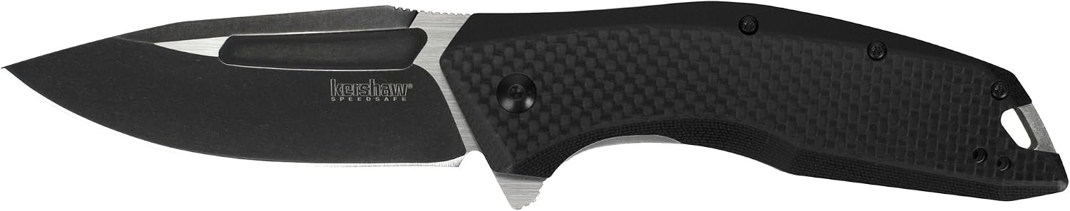 Flourish Pocket Knife, Black, 3.5 Inch Drop Point Blade | EDC Knife with Assisted Opening, Reversible Pocketclip