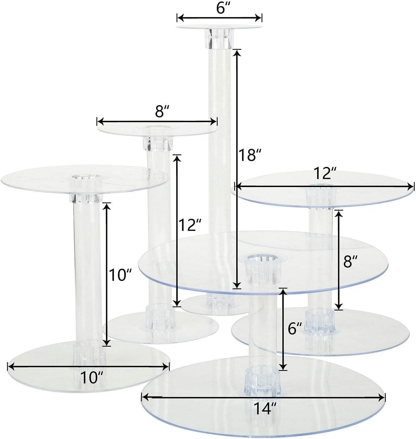 5 Tiers Clear Round Crystal Acrylic Cupcake Stand - Tiered Dessert Food Display Serving Tower Birthday Party Wedding