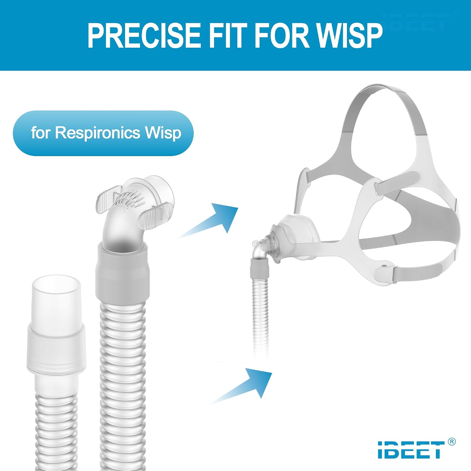 Replacement Tube Assembly for Wisp Nasal Mask, IBEET Short Tube for Wisp Connecting Hose, Replacement CPAP