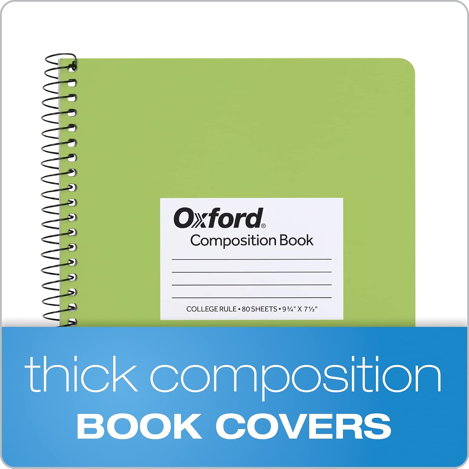 Composition Spiral Notebooks, 4 Pack, Cover Colors Vary, College Ruled Paper, 9-3/4 x 7-1/2 Inch School Journals