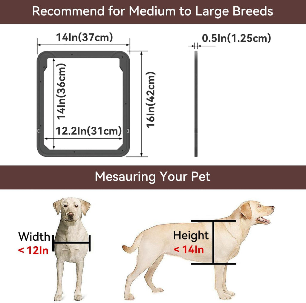 Cat Door for Screen Door, Pet Easy in & Out, Lockable Dog Screen Door with Magnetic Closing Flap Doggy Door for