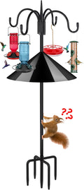 Heavy Duty Shepherds Hook Squirrel-Proof Bird Feeder Pole 92" Four Hooks 5-Prong Base & 19" Baffle for Outdoor