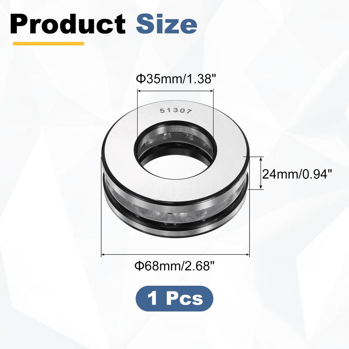 uxcell Thrust Ball Bearings, 35mm Bore 68mm OD 24mm Thick 51307 ABEC5
