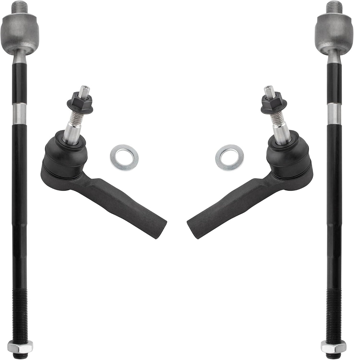 BOXI (Set of 4) Front Inner & Outer Tie Rod End Links Fit for Chevrolet Equinox/for GMC Terrain 2010 2011 2012 2013 2014 2015 2016 2017 Fit for 2.4L Models Only | Replace ES800640 EV800648