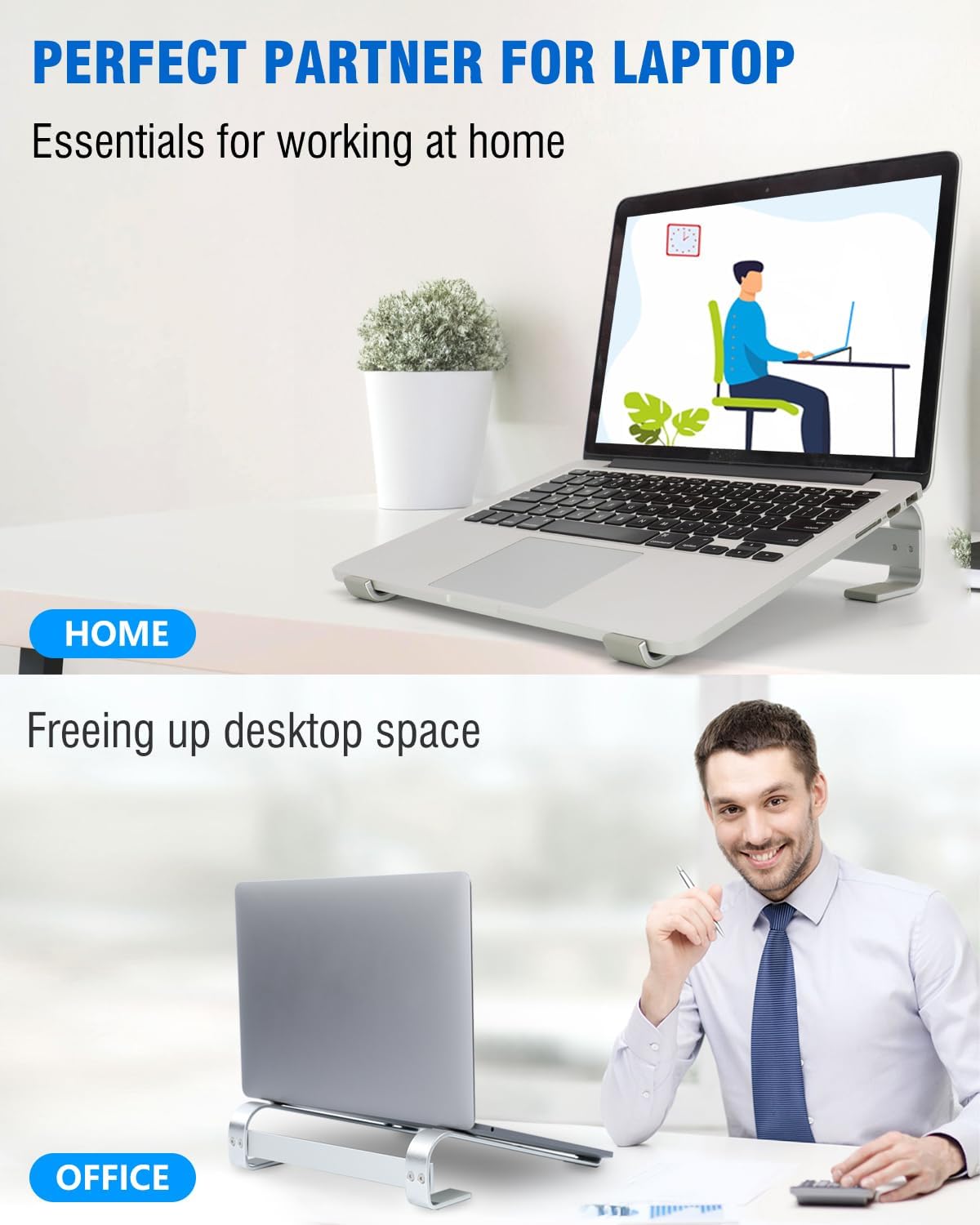 Ventilated Laptop Stand for Desk, Ergonomic Aluminum Laptop Riser, Computer Stand for Laptop, Compatible with MacBook