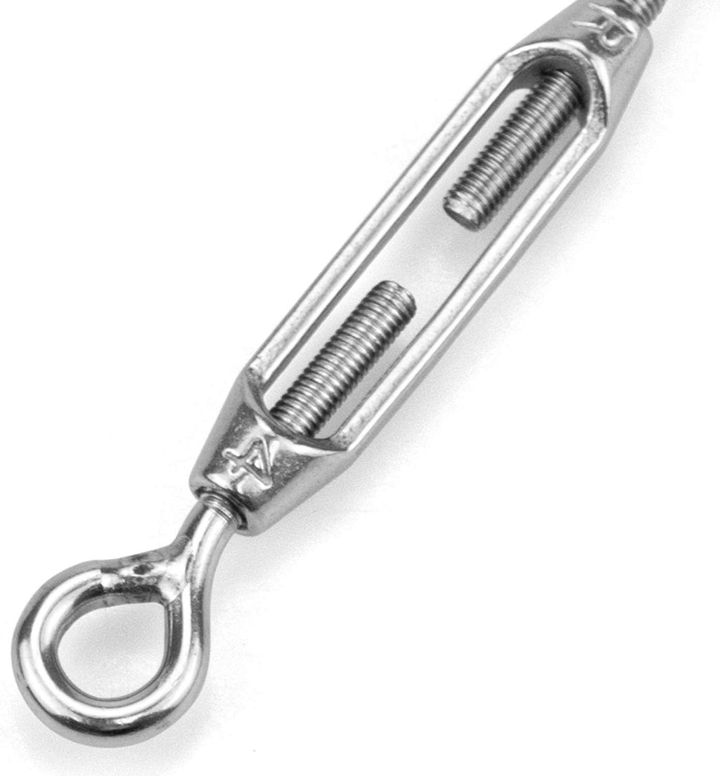 12 Pack M4 Hook & Eye Turnbuckle for Cable Wire Rope Tension, 304 Stainless Steel Heavy Duty Wire Rope Tension for