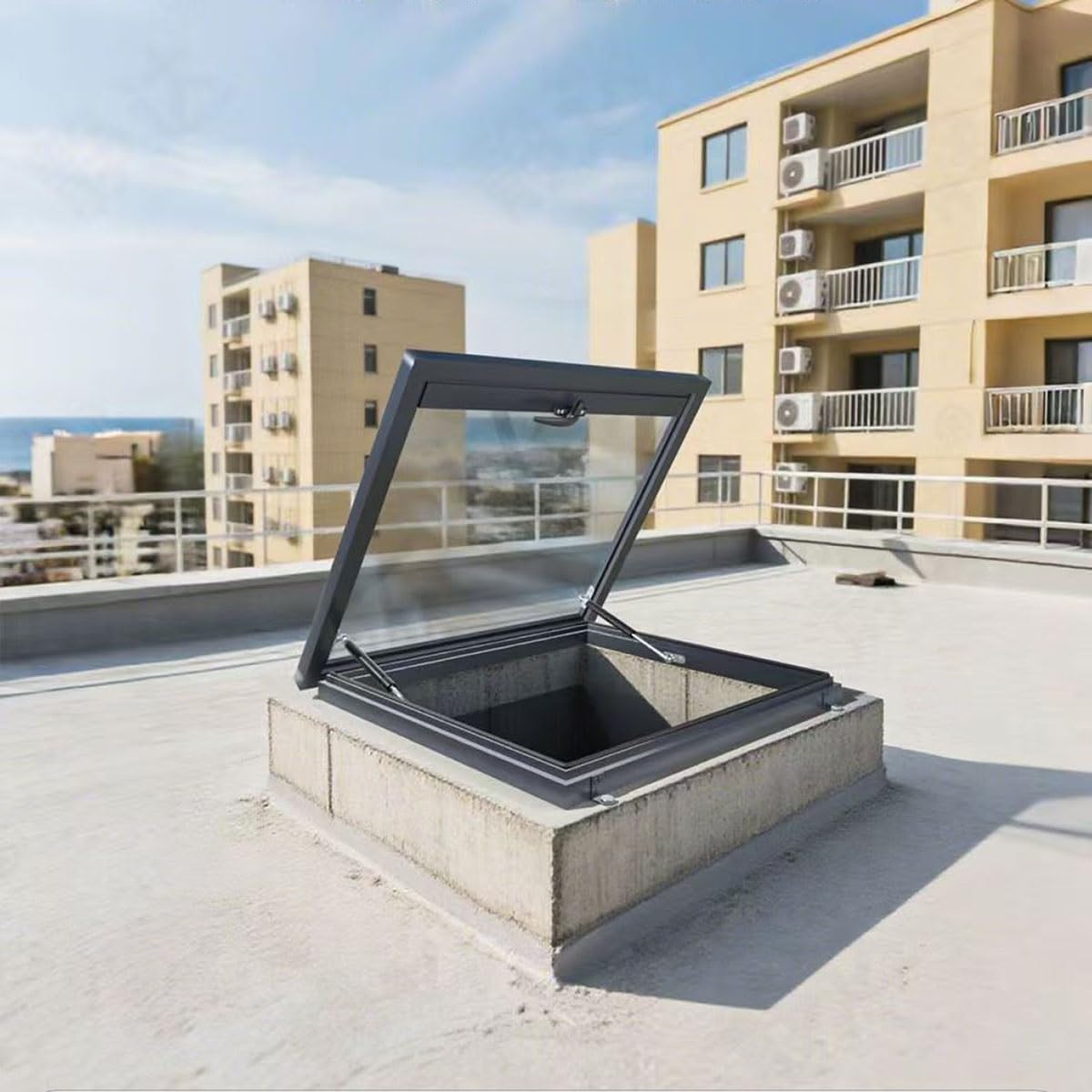 Customizable Roof Windows Skylight, Manual Vented Skylights for House Roofs, Double-Glazed Tempered Glass and