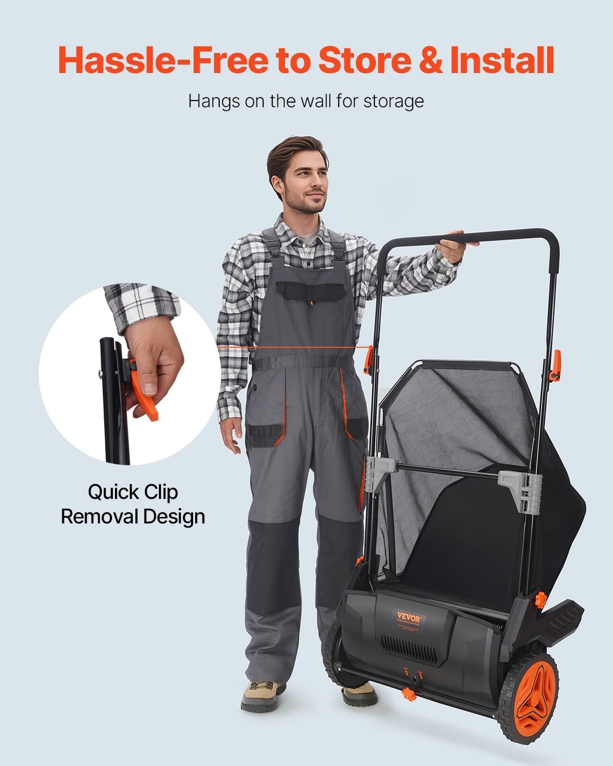 Push Lawn Sweeper 21" Leaf & Grass Collector 3.5 cu. ft. Hopper Bag
