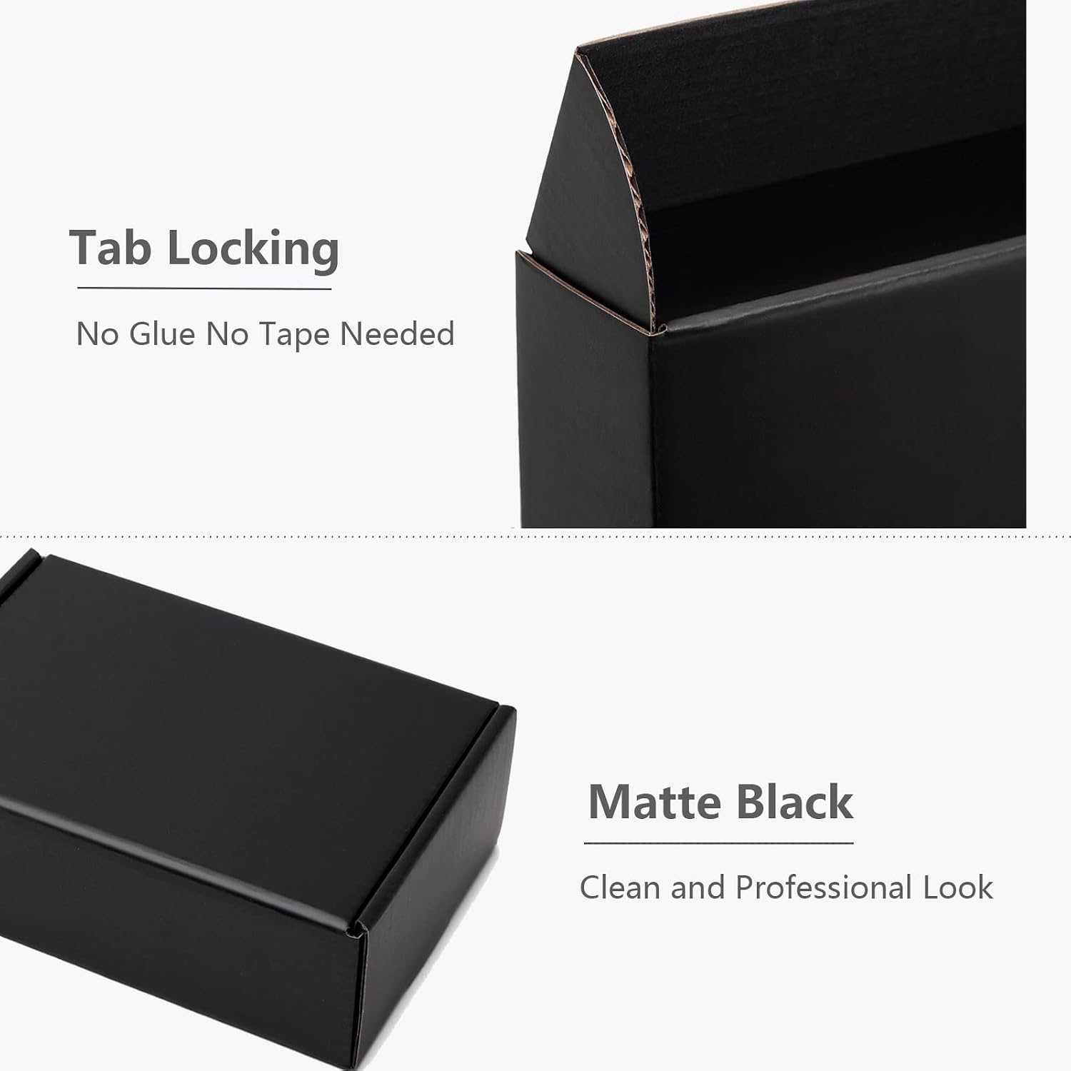 9x6.5x2 Inches Black Shipping Boxes 25 Pack Corrugated Cardboard | Mailing Box for Small Business, Tab Locking