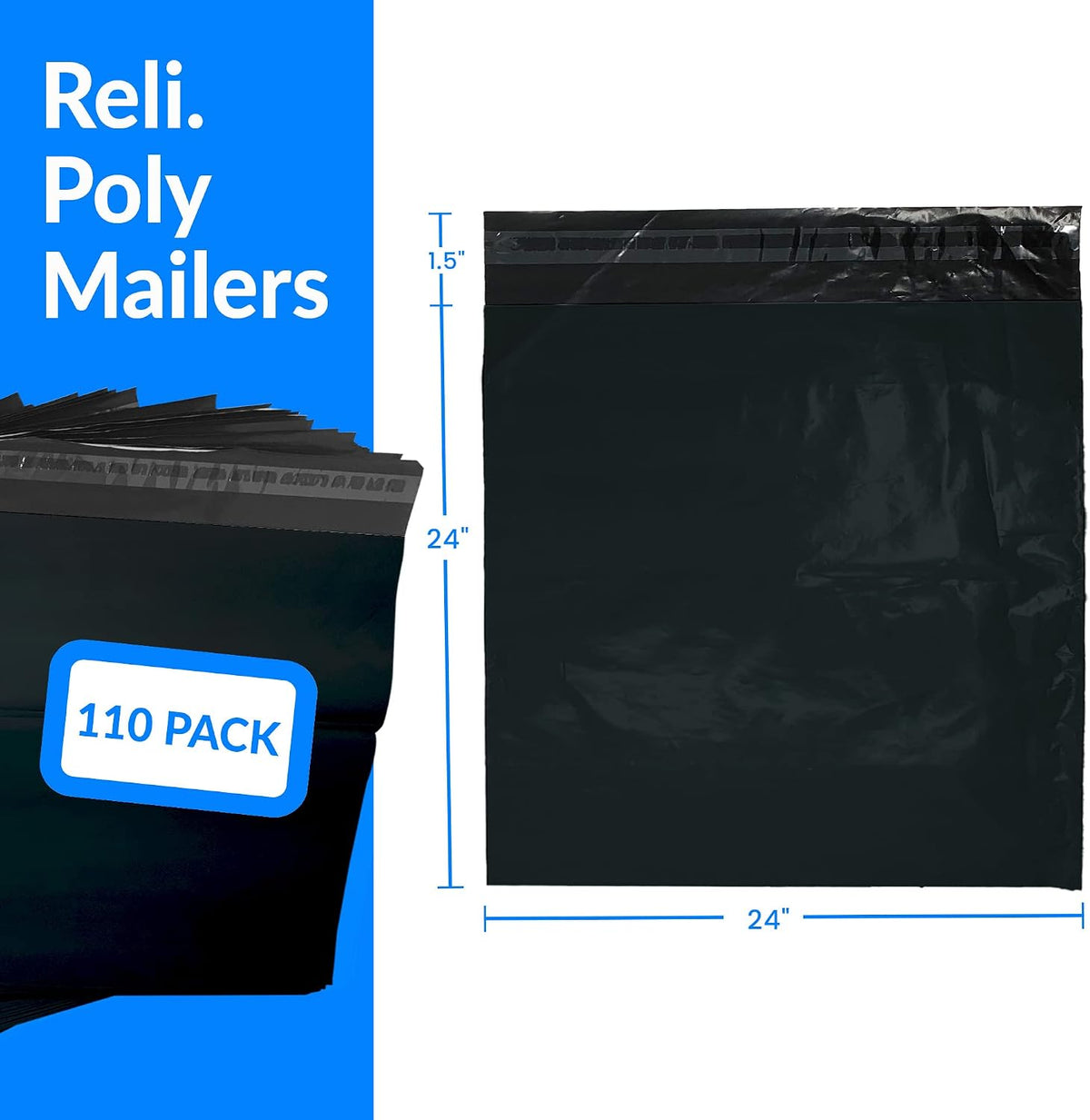 Poly Mailers 24x24" (110 Pcs) | Black