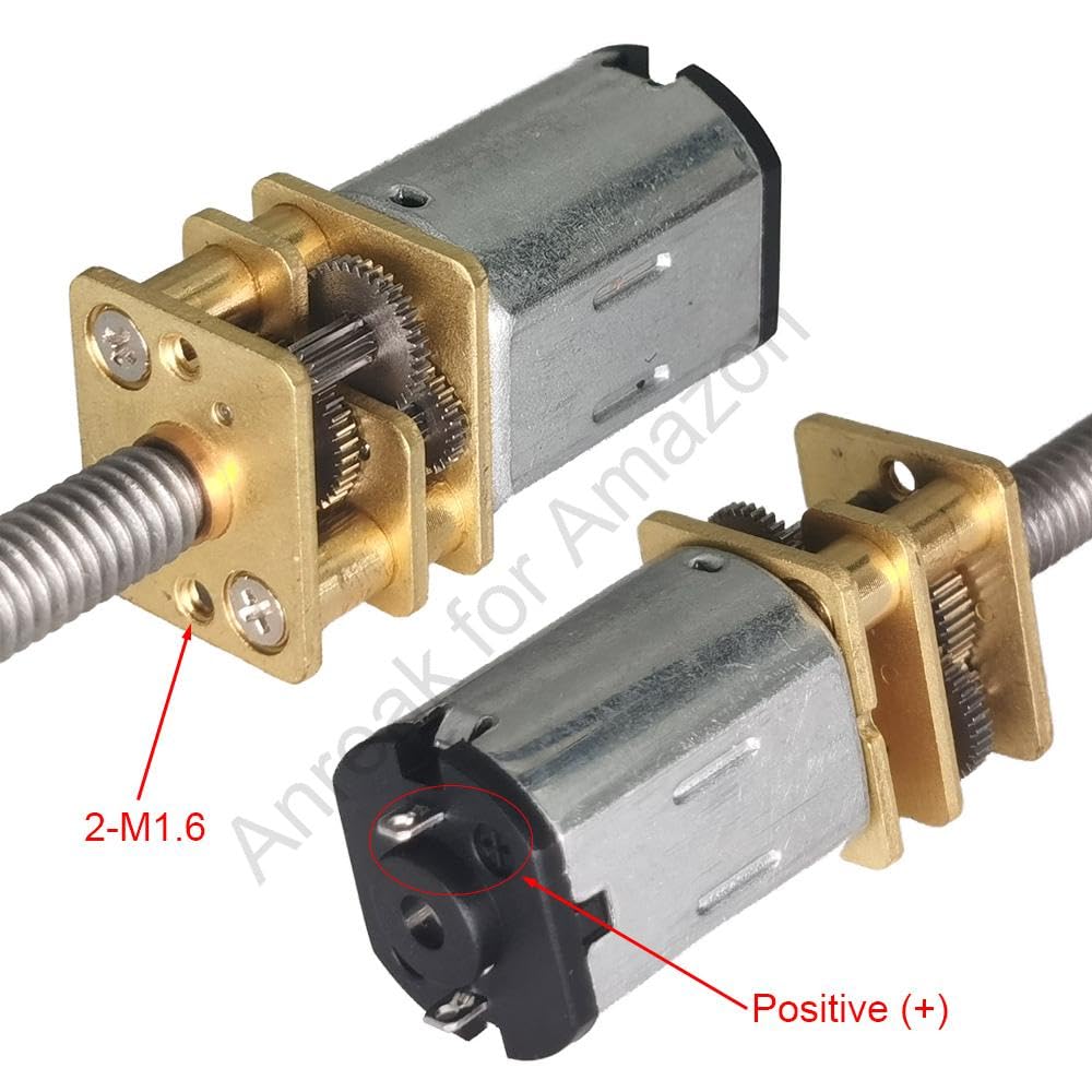 2Pcs DC 12V 300RPM M4 x 55mm 3-12V 20-3000RPM N20 Motor with Gear Reduction for Precision, Threaded Rod Motor for 3D Printers (12-300)