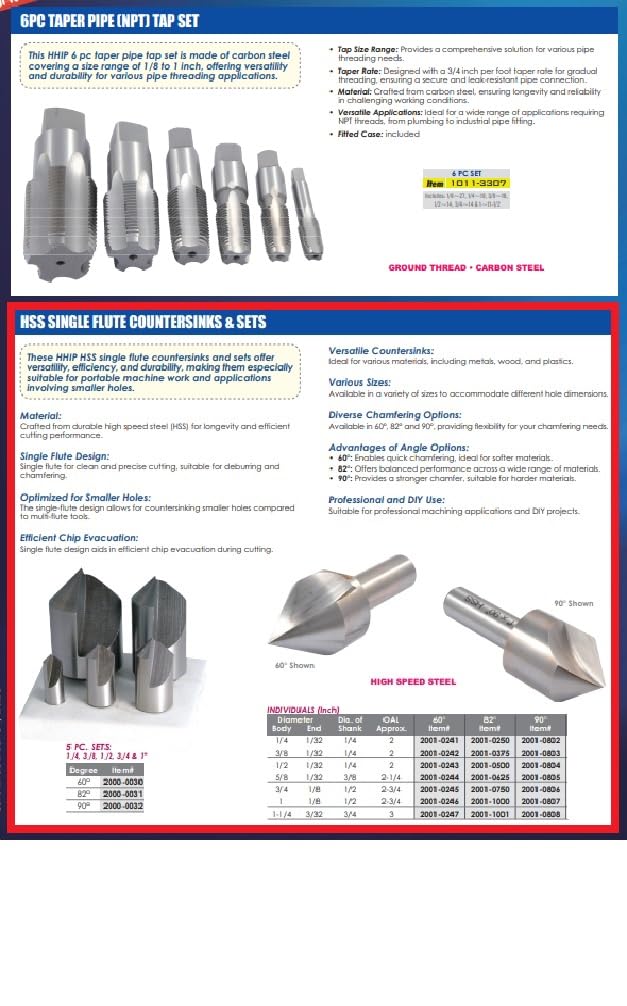 HHIP 2001-0807 1" Single Flute 90 Degree High Speed Steel Countersink