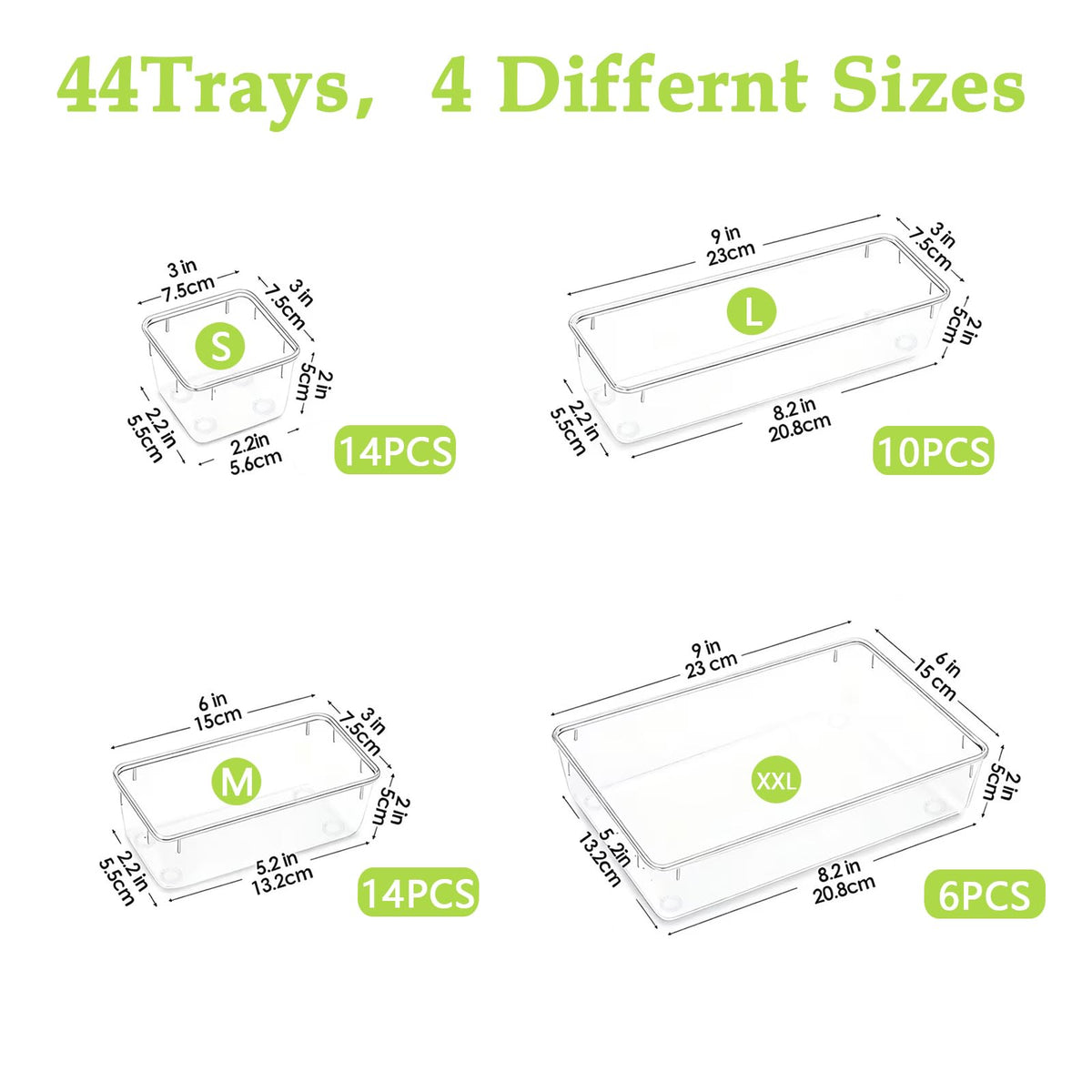 Clear Acrylic Drawer Organizer Tray 5 Size Junk Small Storage Container Bin