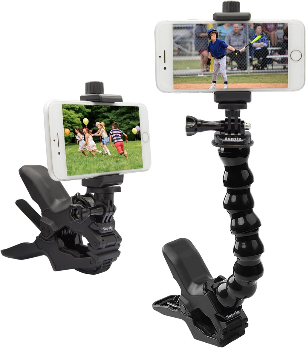 Phone Holder Desk Gooseneck Mount, Cell Phone Clamp Clip for Pole, Mount Stand, Compatible for iPhone 17 iPhone 16