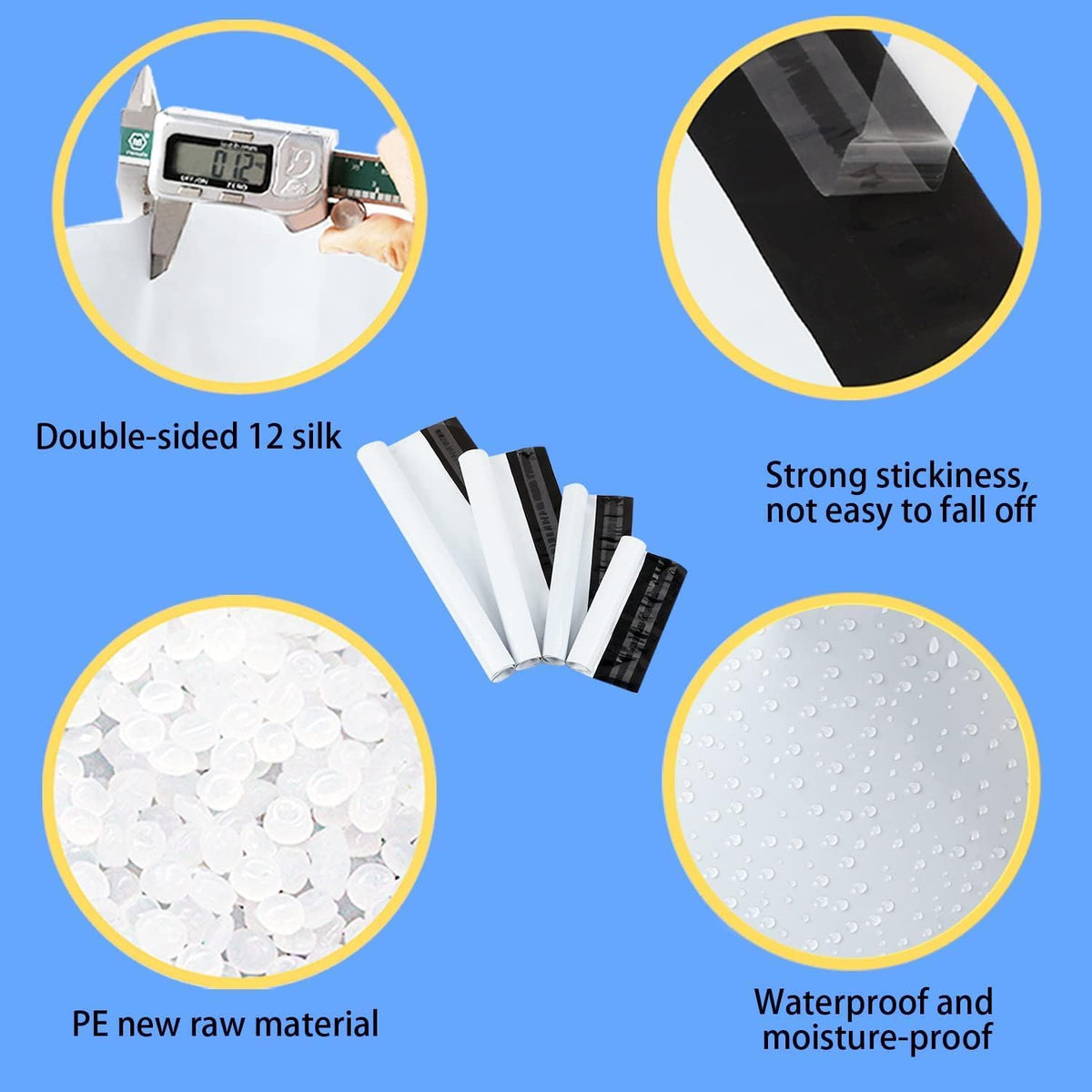 200pcs Poly Mailers Shipping Bags Mailing bags 10x13" / 250x350mm+50mm White Shipping Envelopes Self-sealing Adhesive