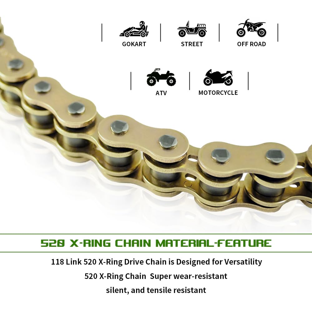Gold 520 X-Ring Chain 118 Links - UniversalEnhanced Durability & Performance