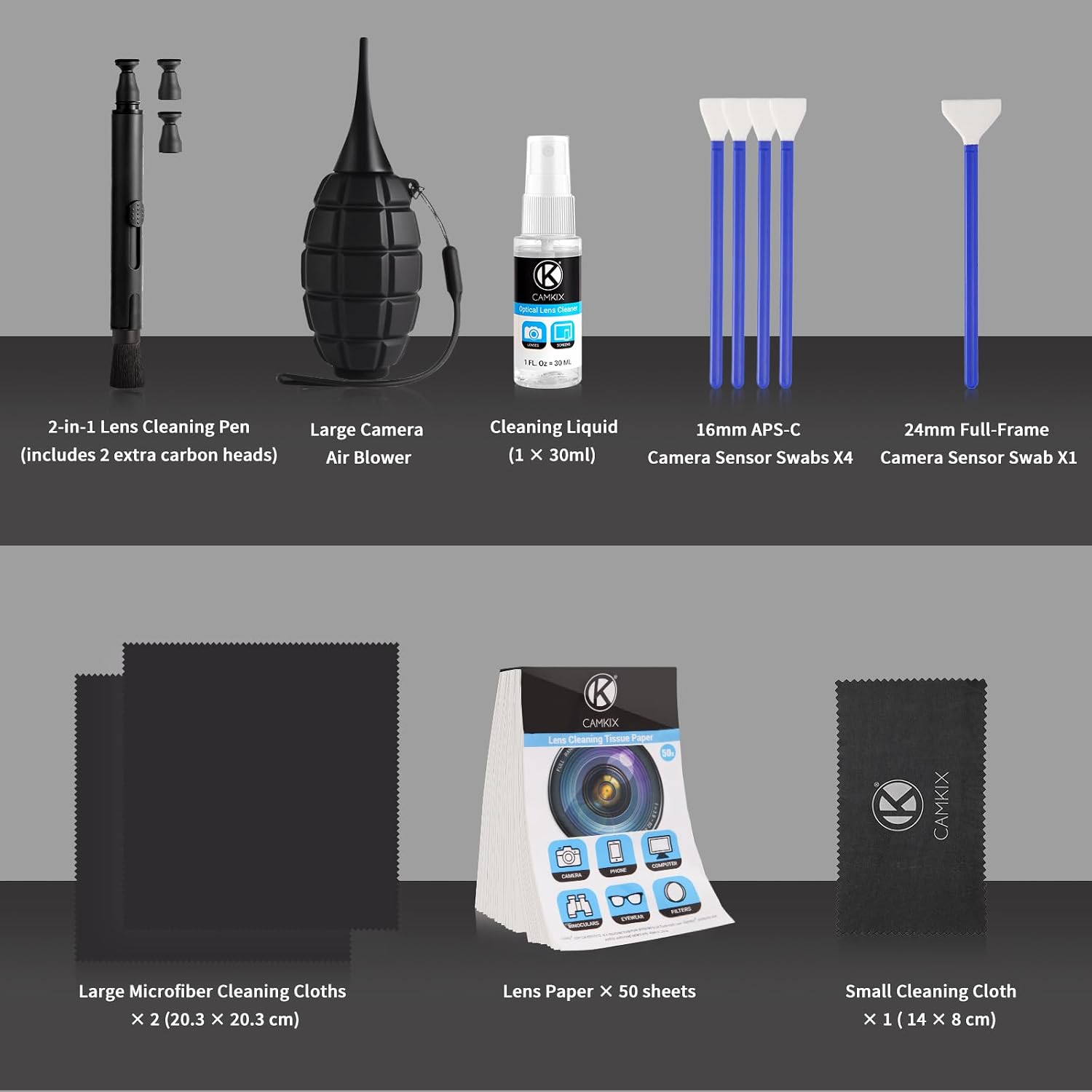 14-in-1 Camera Lens Cleaning Kit - Includes Advanced Large Silicone Air Blower, 2in1 Lens Cleaning Pen, Dry Swabs