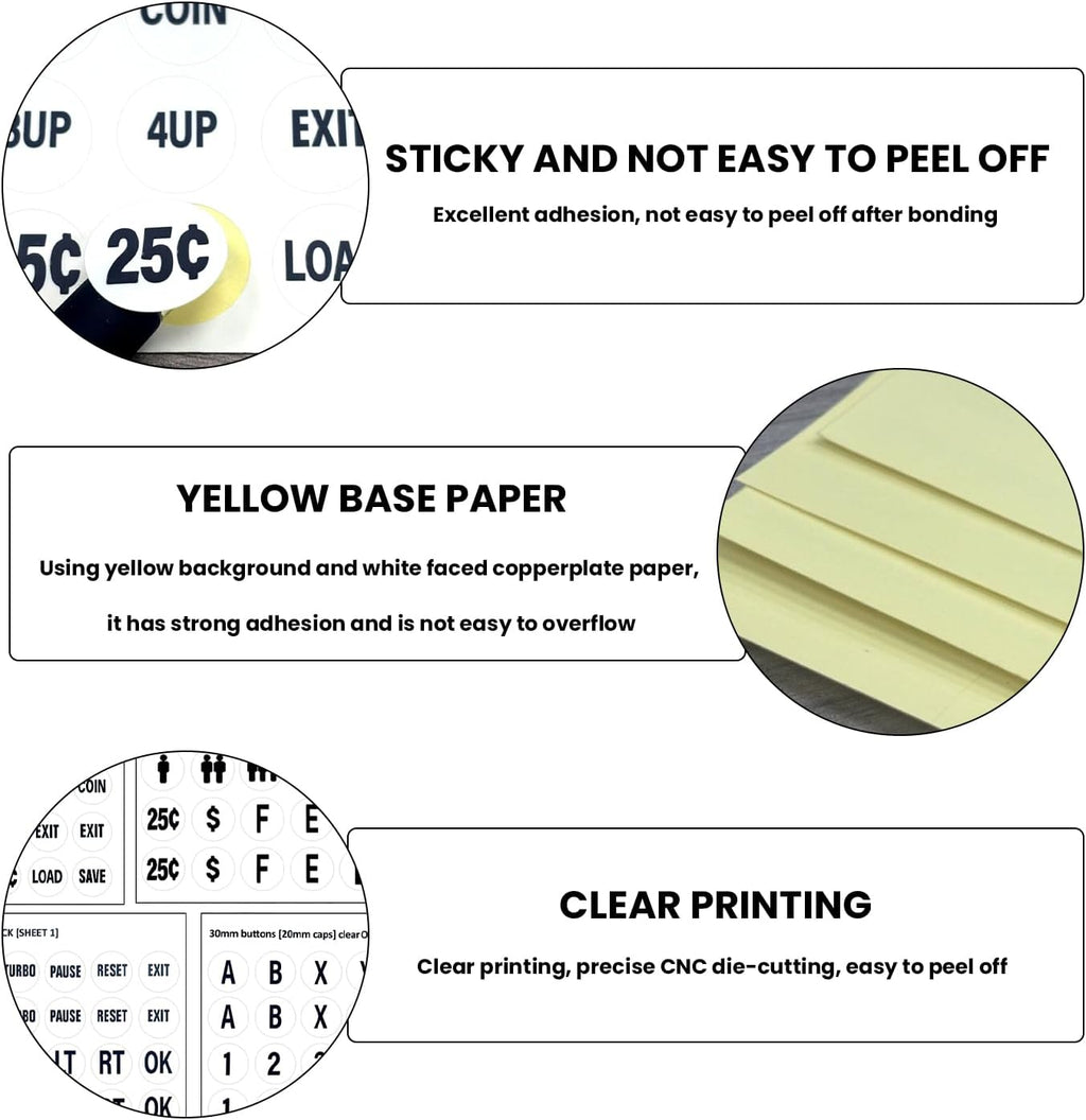 White Arcade Button Stickers 24mm/30mm Die-Cut PVC Decals | White PVC arcade button decals for 24mm/30mm buttons.