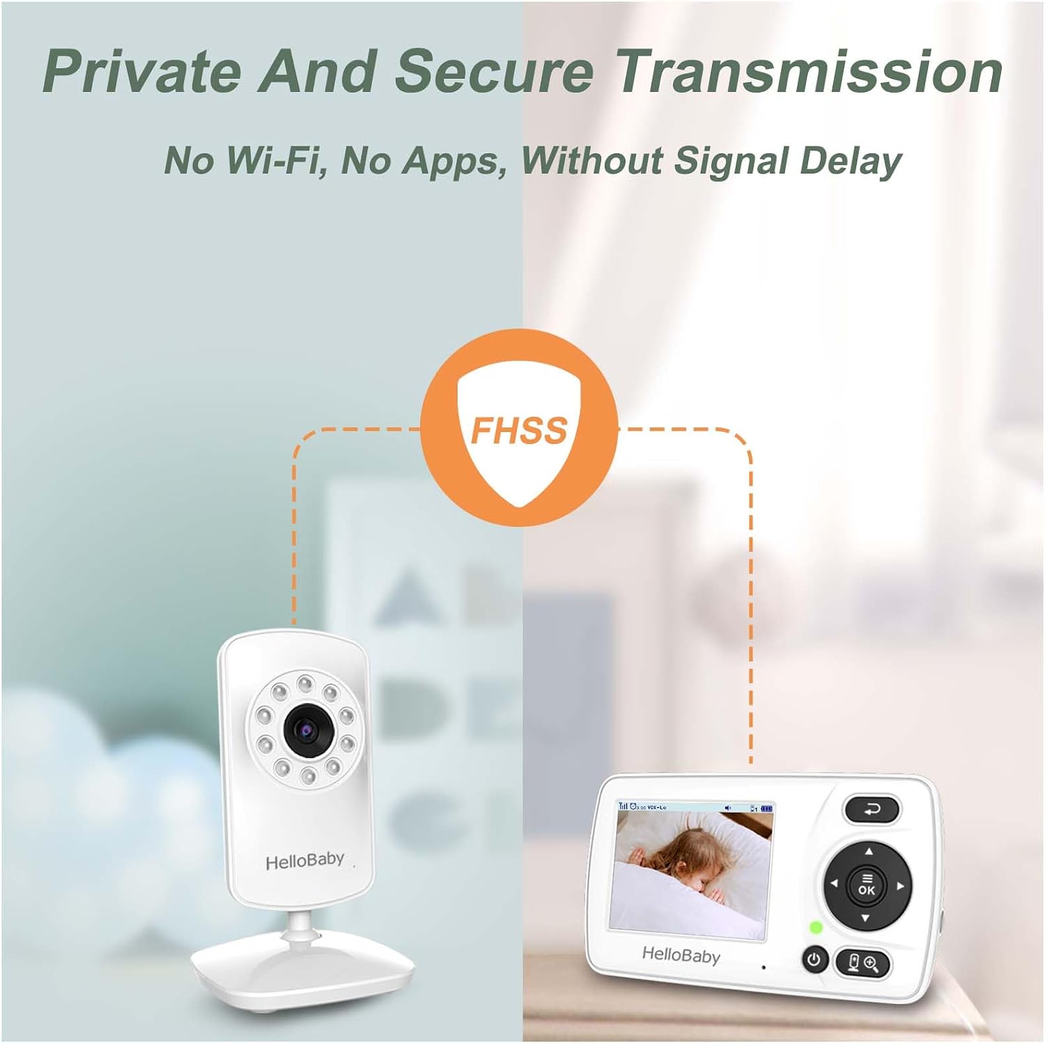 HB30 Video Baby Monitor with Digital Camera and Audio, No WiFi No App Safety Baby Monitor, 8 Languages, Auto Night