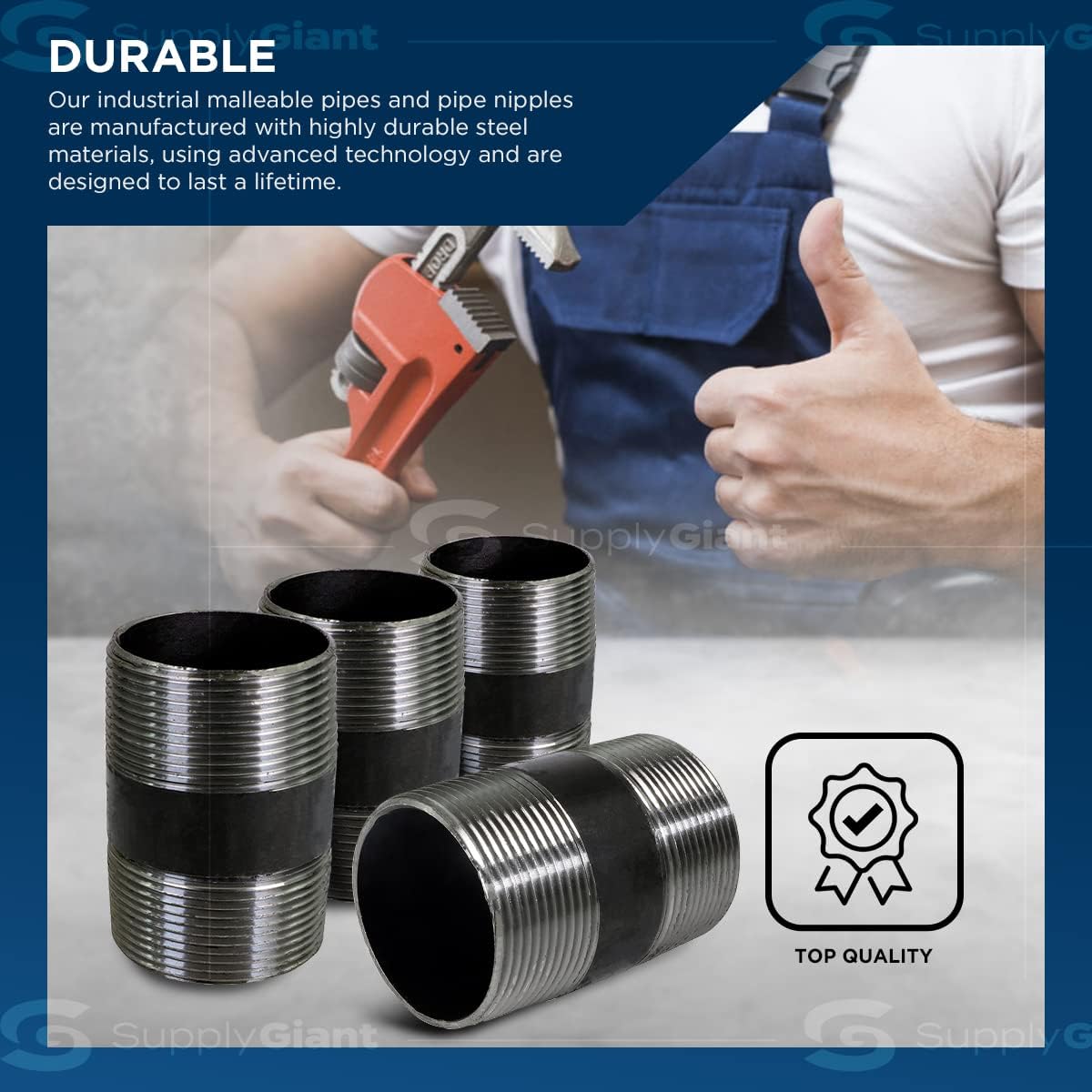Everflow Supplies NPBL2025-5 Black Nipple Pipe
