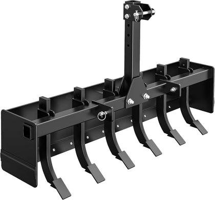 55" Box Blade Tractor Attachment, Scarifier Shank for CAT1/0 | 55" Garden Lawn Mower Tractor Box Blade Fit for