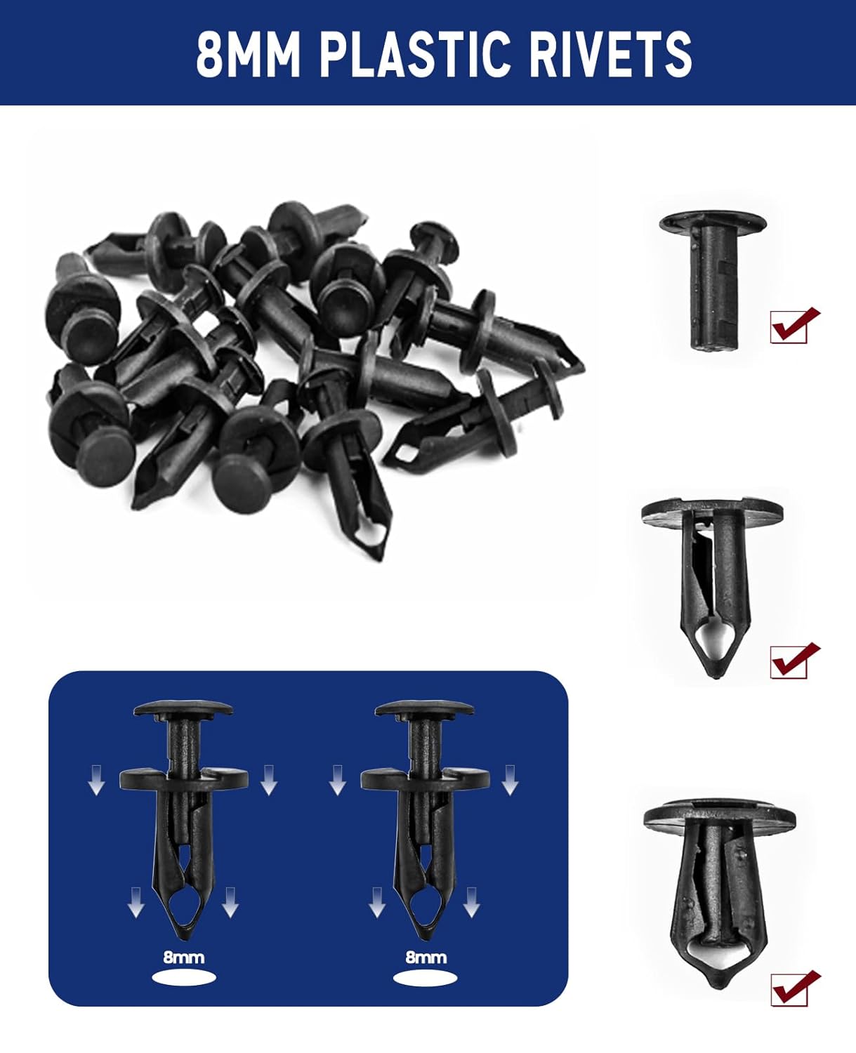 80PCS Universal Engine Splash Shield Guard Screws & Bumper Clips Fasteners Kit - Car Under Cover Fender Liner