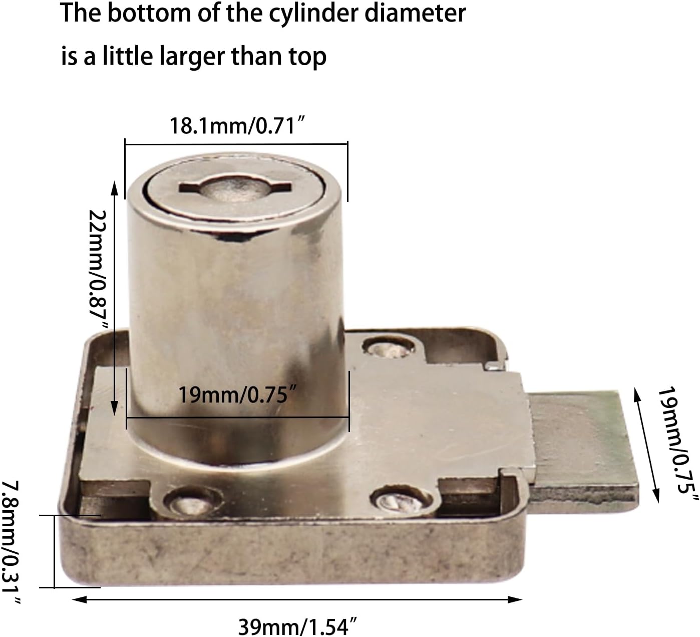 2 Packs Furniture Lock, Zinc Alloy Security Cabinet Locker Desk Cylinder Lock for Door Cabinet Mailbox Drawer