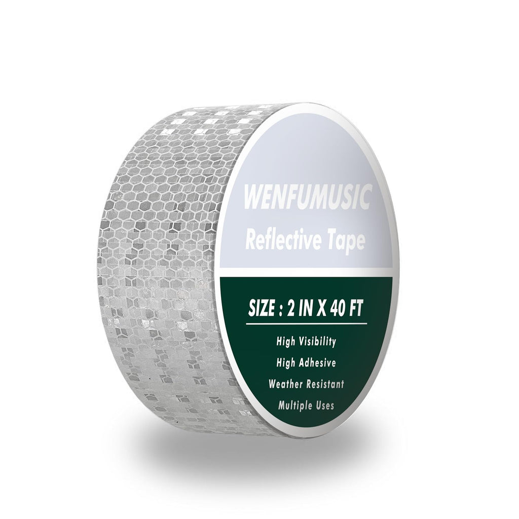 Reflective Tape 2" x40ft Fluorescent White, DOT-C2 Waterproof Reflective Stickers & Reflector Tape with Strong