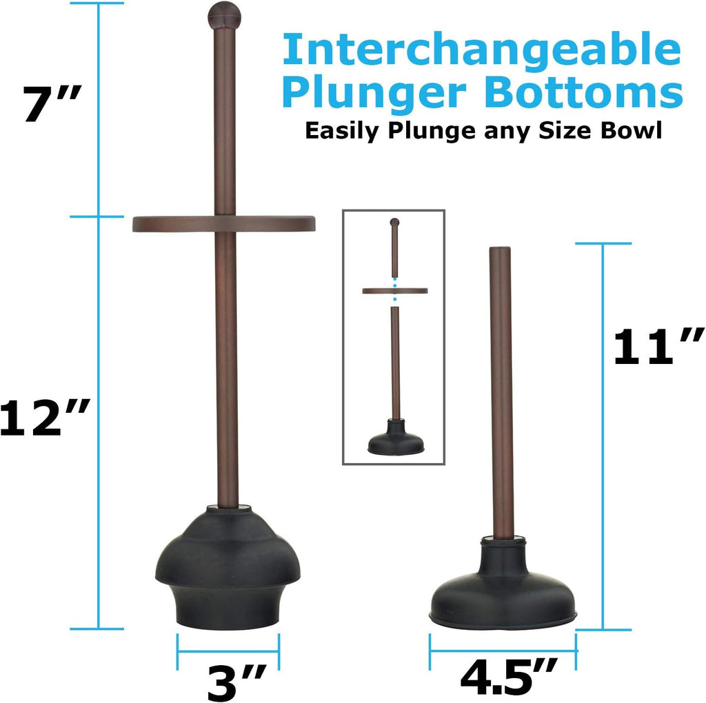 Toilet Brush and Plunger Set with Holder, Modern Oil Rubbed Bronze Bathroom Accessories Toilet Plunger and Toilet