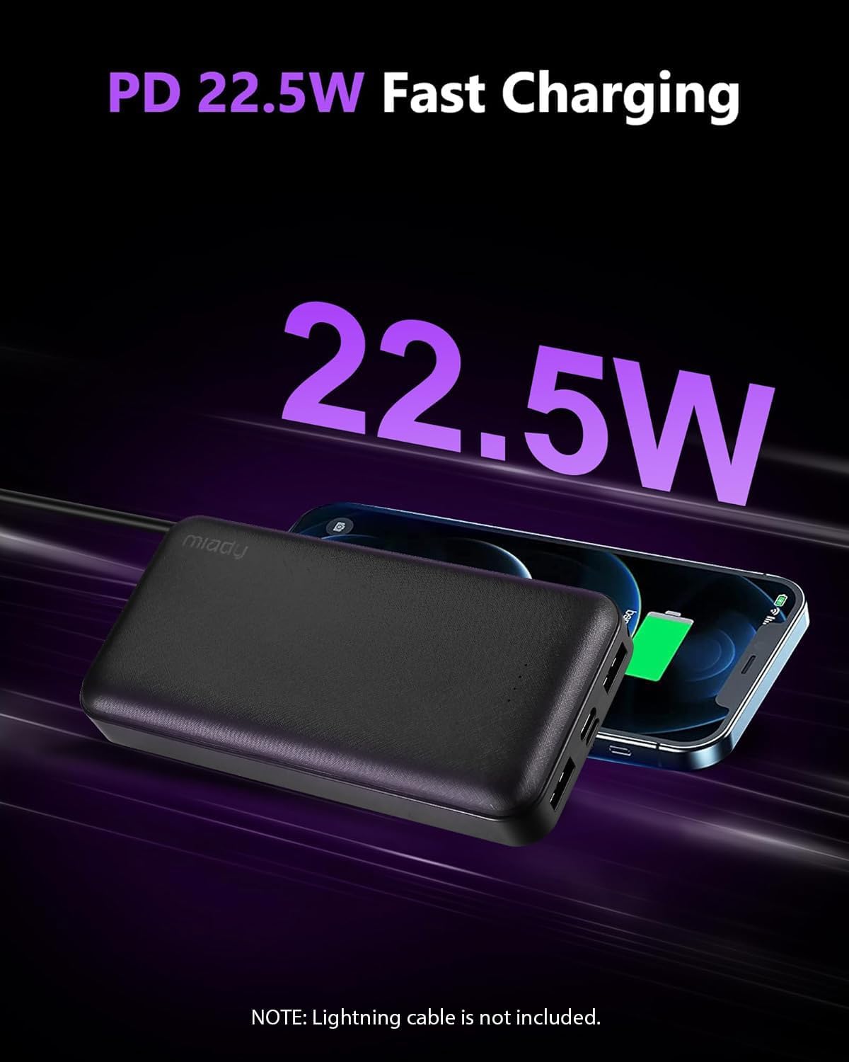 Portable Charger, 2-Pack 20000mAh Battery Pack PD 22.5W USB Output Ports and Type C Fast in&Out Travel Fast Charging