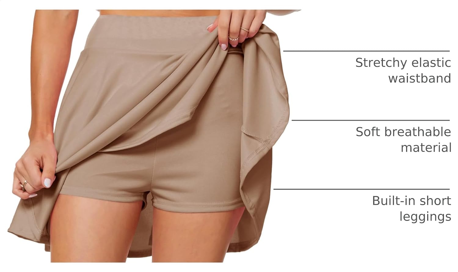 Women's Casual Basic Versatile Flared Pleated Mini Skater Skirt with Shorts