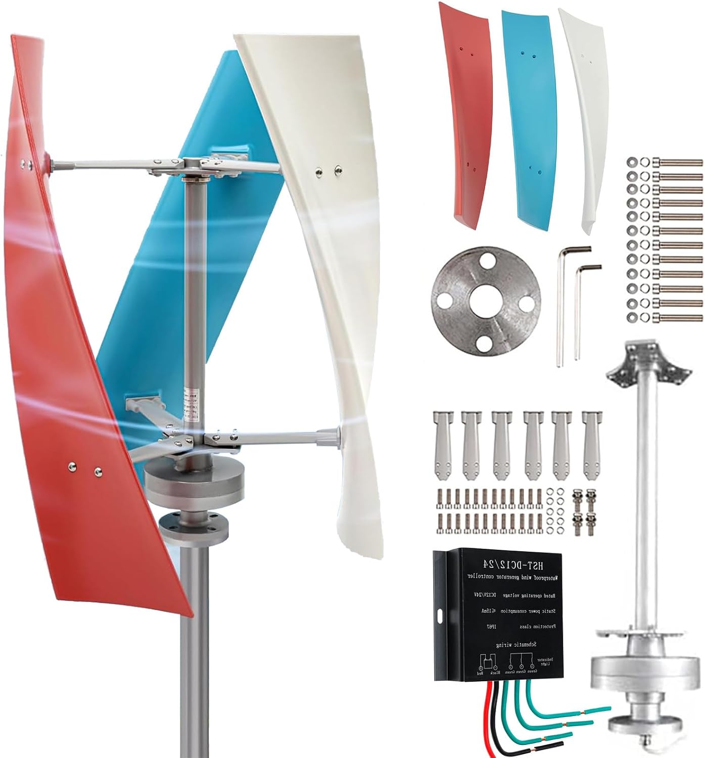 Vertical Wind Turbine 10000W, 3 Phase AC Permanent Magnet Generator for Home Street Lighting with MPPT Controller, 3