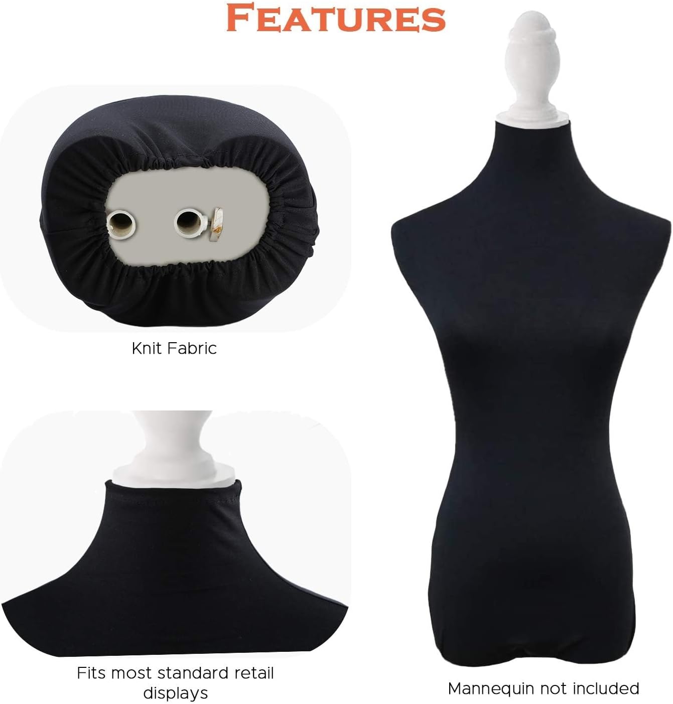 Black Superb Mannequin Fabric Cover, Soft Stretchy